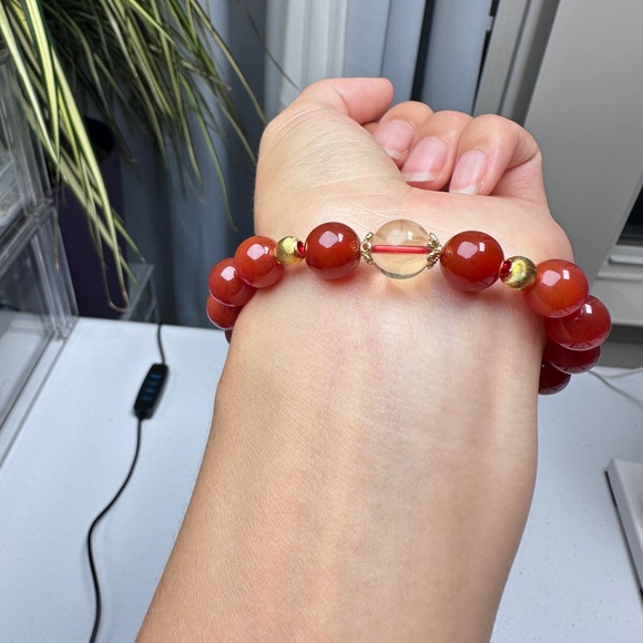 Handmade Carnelian & Yellow Quartz Jewelry Set - Picture 3 of 5